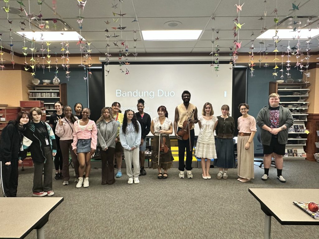 Outreach event speaking to students in Cincinnati, OH about activism in art